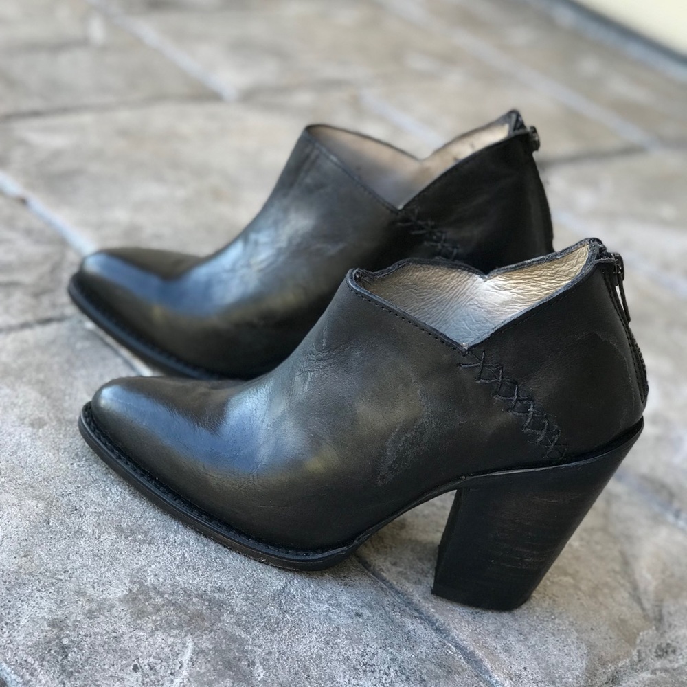 Freebird Distressed Black Stitched Ankle Bootie - Picture 4 of 8
